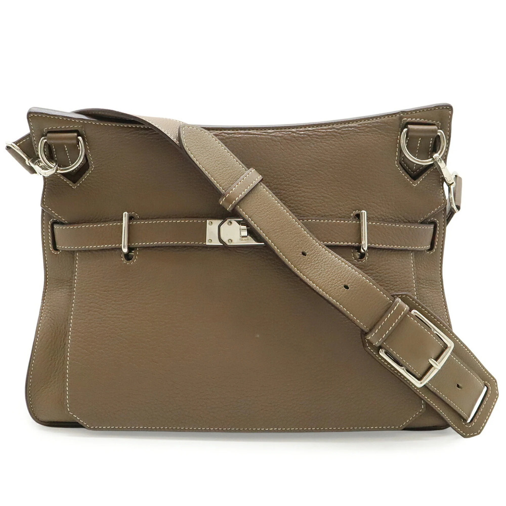 HERMES Jypsiere 37 Shoulder Bag/Handbag, Taurillon Clemence Leather, Etoupe, ...